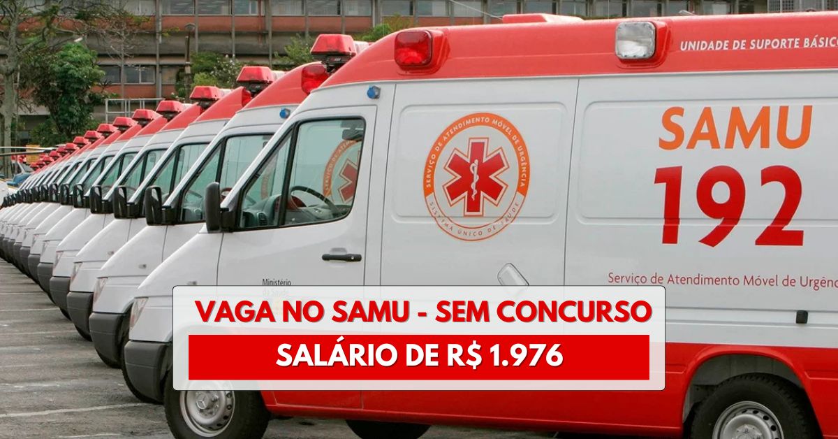 Quer trabalhar no SAMU? Vaga nível fundamental com salário de R$ 1.976 e jornada 12x36! Processo seletivo aberto, inscreva-se agora e garanta sua oportunidade para atuar como Auxiliar de Higienização em SC!