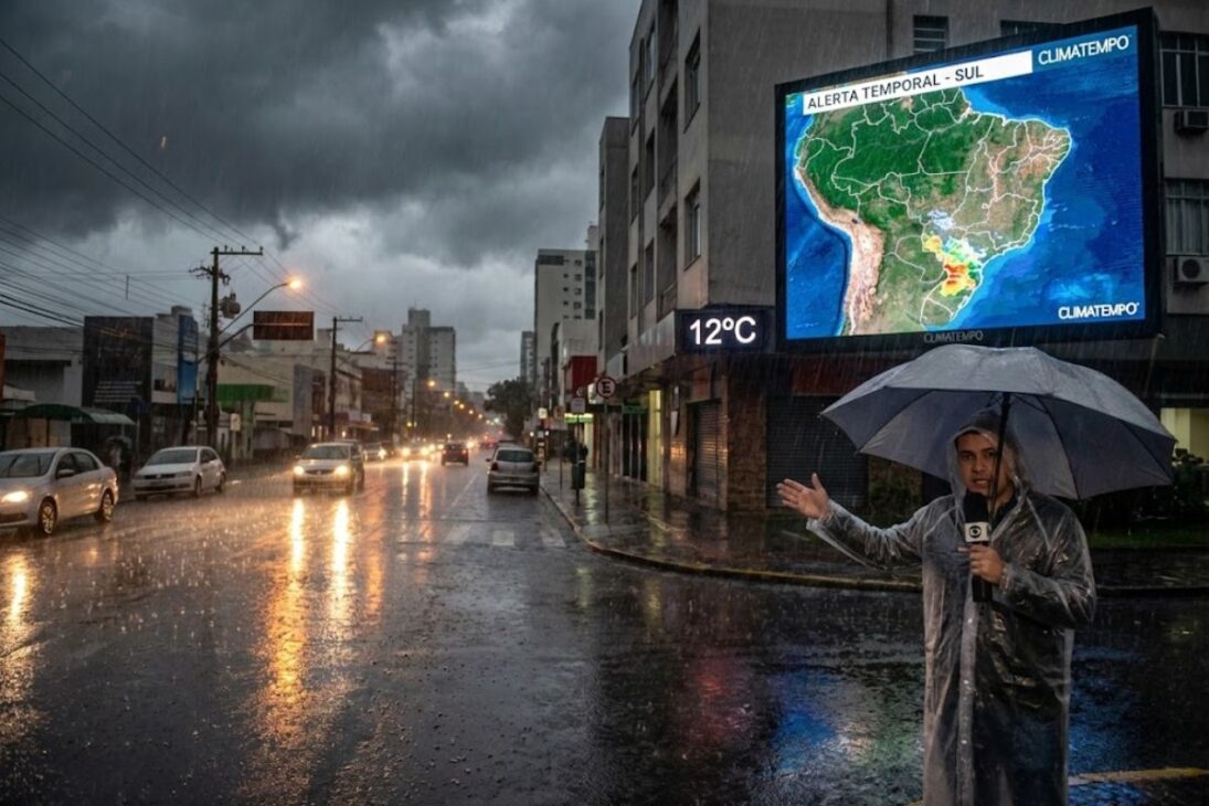 Frente fria traz chuvas e temporais ao Sul do Brasil neste domingo