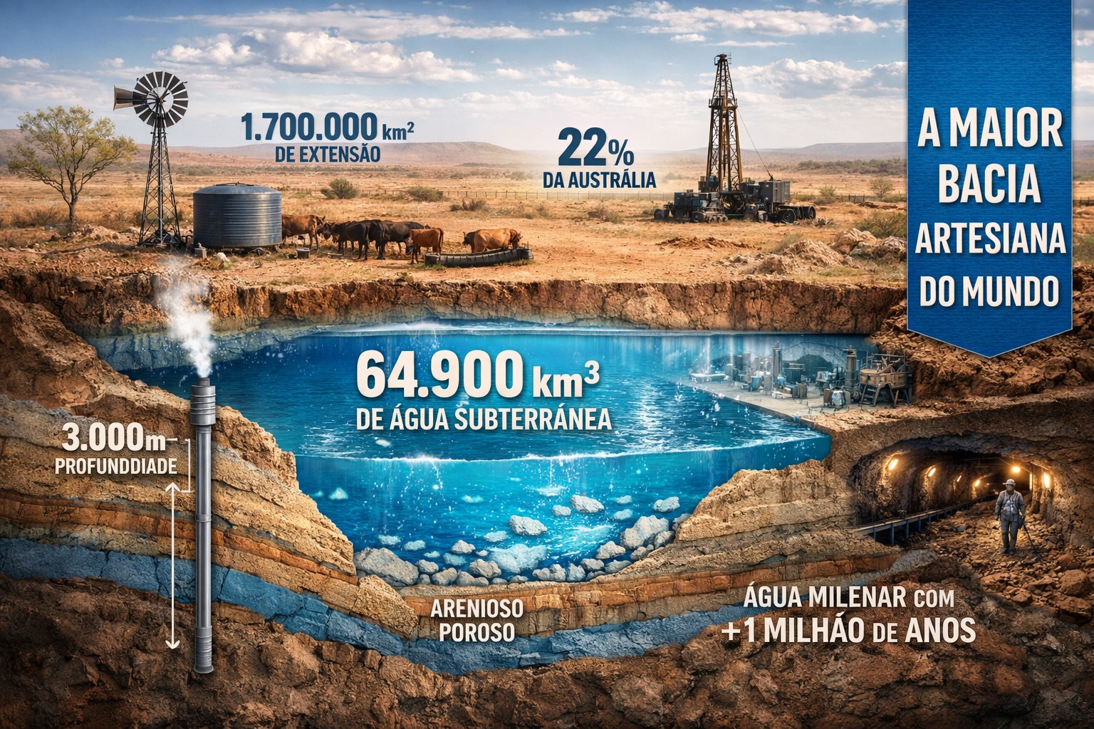 Maior bacia artesiana do mundo concentra 1.700.000 km², atinge 3.000 ...