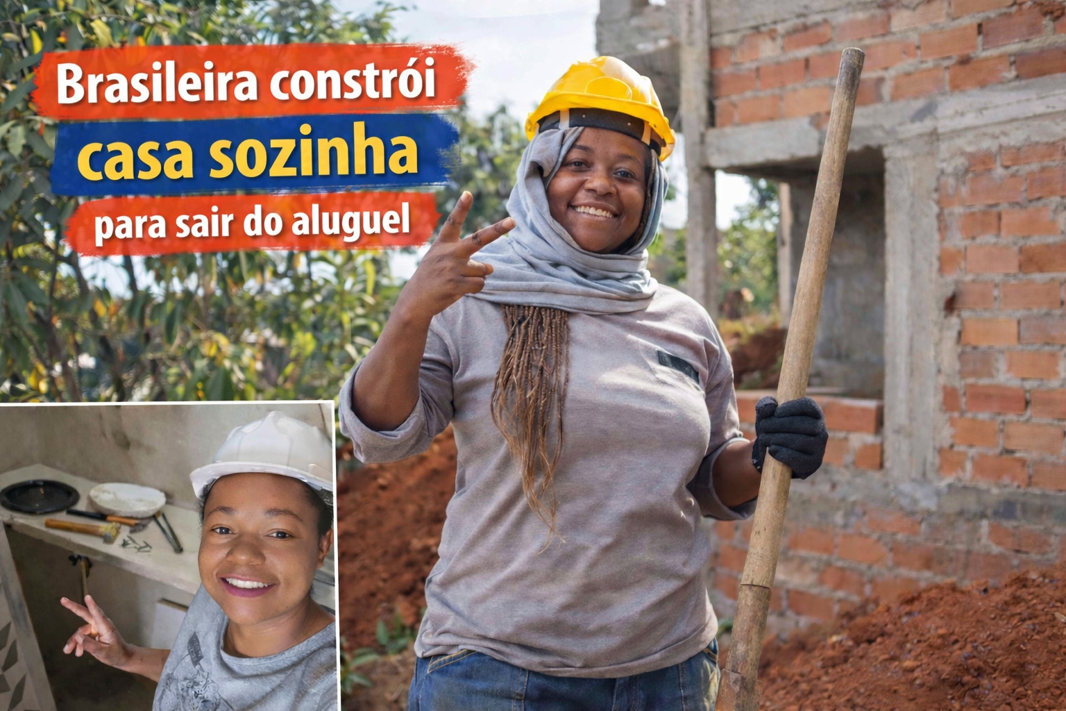 Mulher de Minas Gerais constrói casa sozinha para sair do aluguel e começa construção sem dinheiro para mão-de-obra com apenas R$ 160 na conta