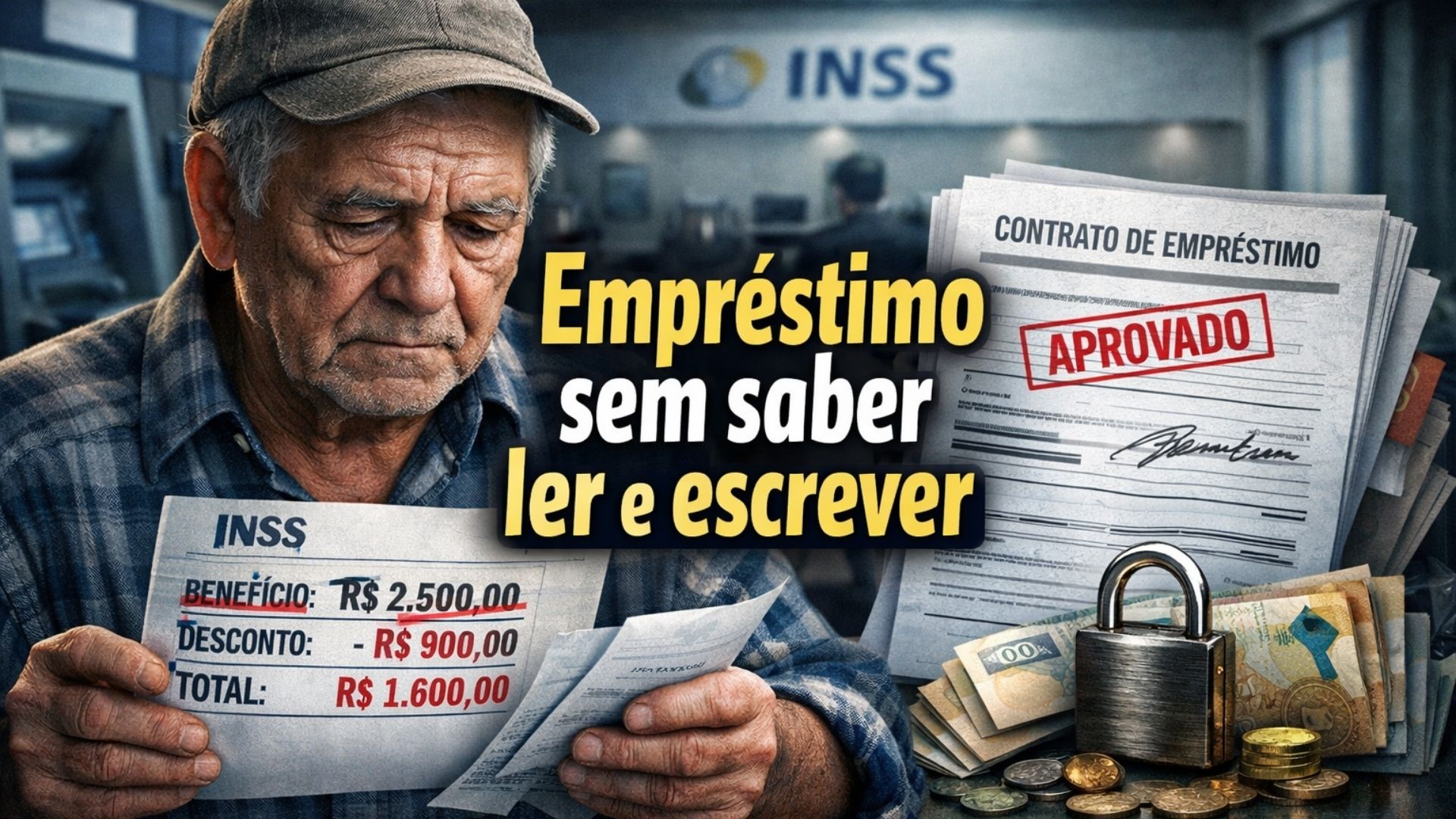 Idoso analfabeto teve descontos indevidos na aposentadoria por empréstimos consignados não autorizados. Justiça determinou bloqueio de mais de R$ 525 mil dos bancos.