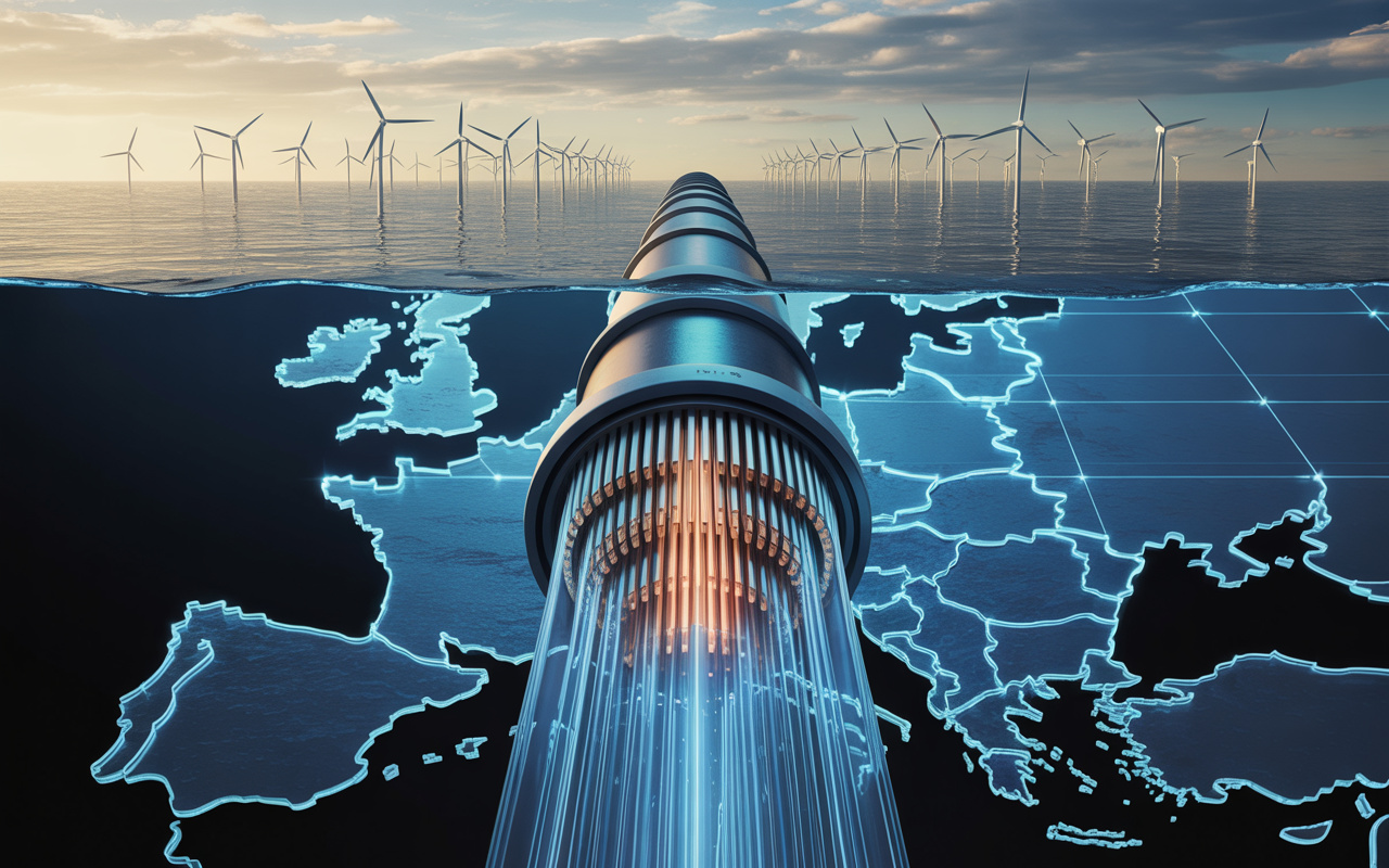 O cabo elétrico submerso que viaja mais de 700 km sob o mar, carrega gigawatts de energia eólica e conecta países inteiros numa mesma rede continental de alta tensão