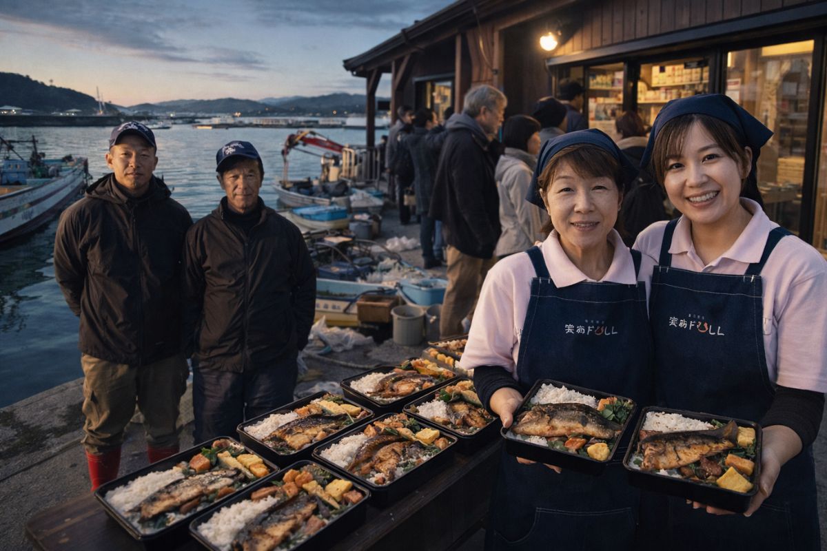 Kadogawa em Miyazaki: peixe vira bentô e o sushi prensado esgota cedo; entenda por que a vila virou sensação.