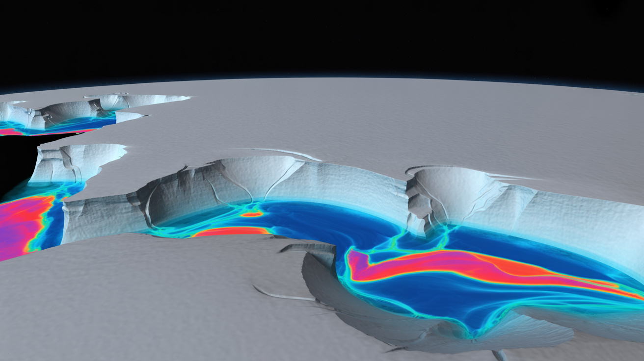 Do espaço, a NASA detectou "rios invisíveis" correndo sob a Antártica: a água não aparece na superfície, mas está acelerando o deslizamento de geleiras gigantes