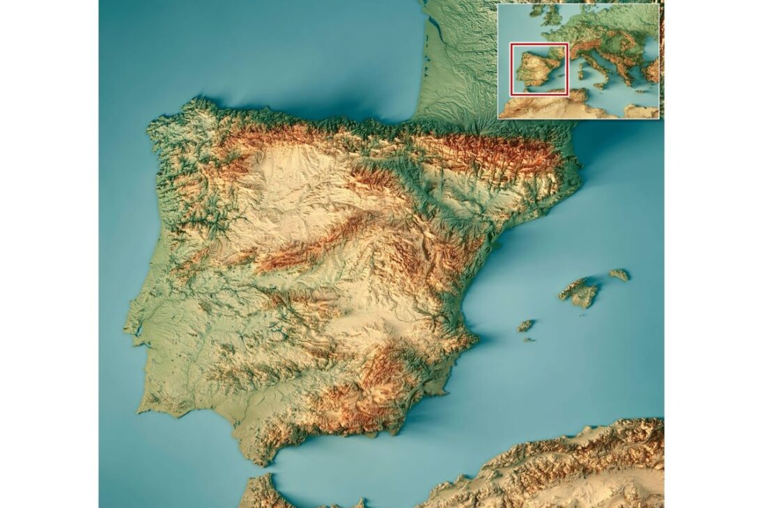 Espanha revela como geografia, interior, população e montanhas ajudam a explicar o vazio demográfico em vastas áreas do país, mesmo com posição estratégica entre Atlântico e Mediterrâneo.