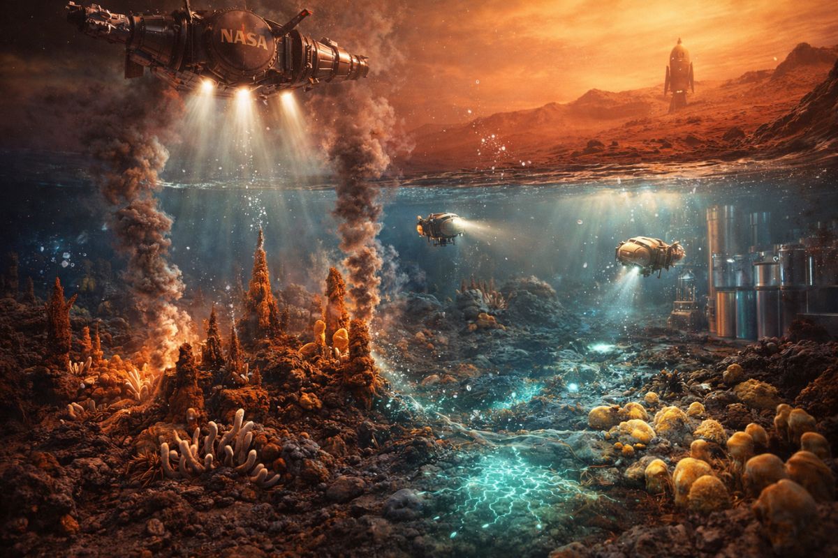 A NASA revelou depósitos hidrotermais no fundo de um mar marciano na bacia de Eridania com as mesmas condições que deram origem à vida na Terra há bilhões de anos.