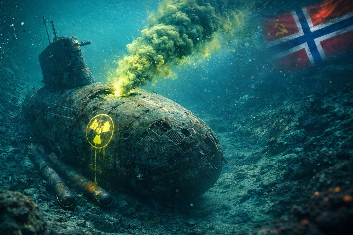 Afundado há mais de 30 anos com reator e torpedos nucleares, submarino soviético continua liberando vazamentos radioativos intermitentes no fundo do mar da Noruega