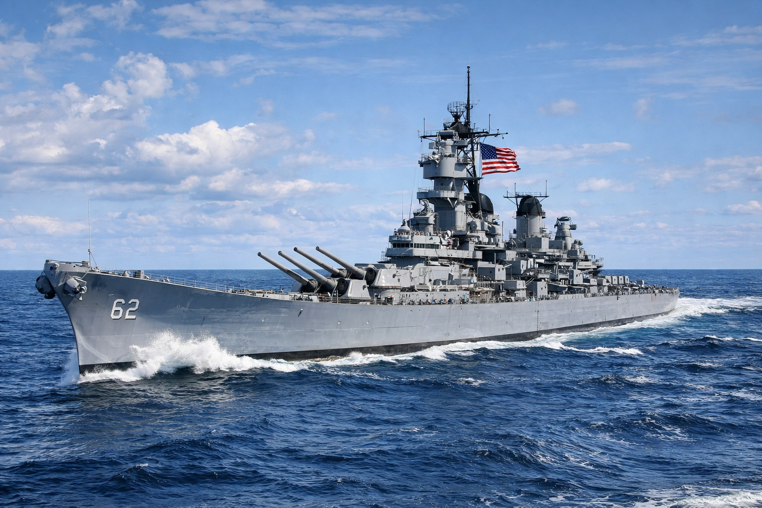 Armado com nove canhões de 406 mm e 45.000 toneladas de aço, o USS New Jersey combateu em quatro guerras — Segunda Guerra Mundial, Coreia, Vietnã e Guerra Fria — e foi reativado quatro vezes ao longo de 48 anos, tornando-se o couraçado mais condecorado da história da Marinha americana