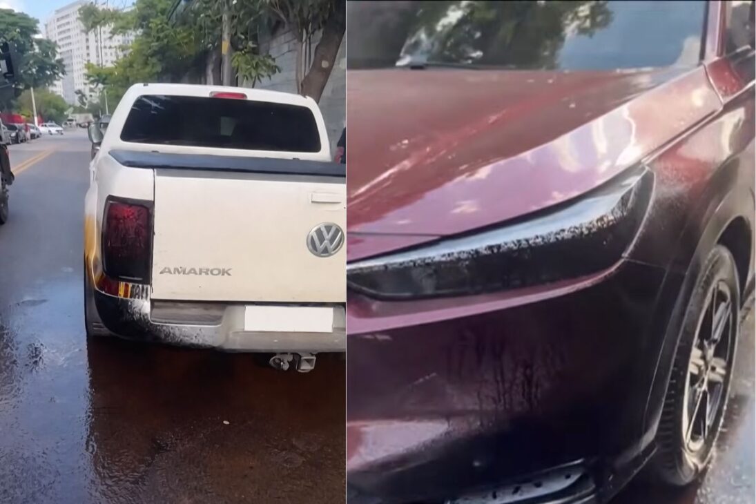 Prejuízo enorme: piche atinge Porsche em oficina e expõe medo de desvalorização após vazamento em São Paulo.