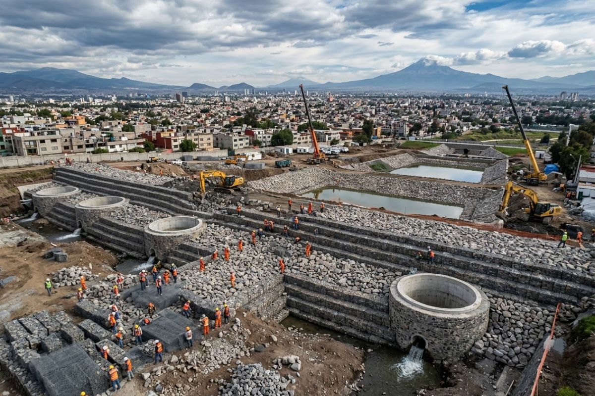 cidade do México usa água da chuva, poços de infiltração, cidade esponja e recarga de aquíferos para enfrentar seca e enchentes. imagem: IA