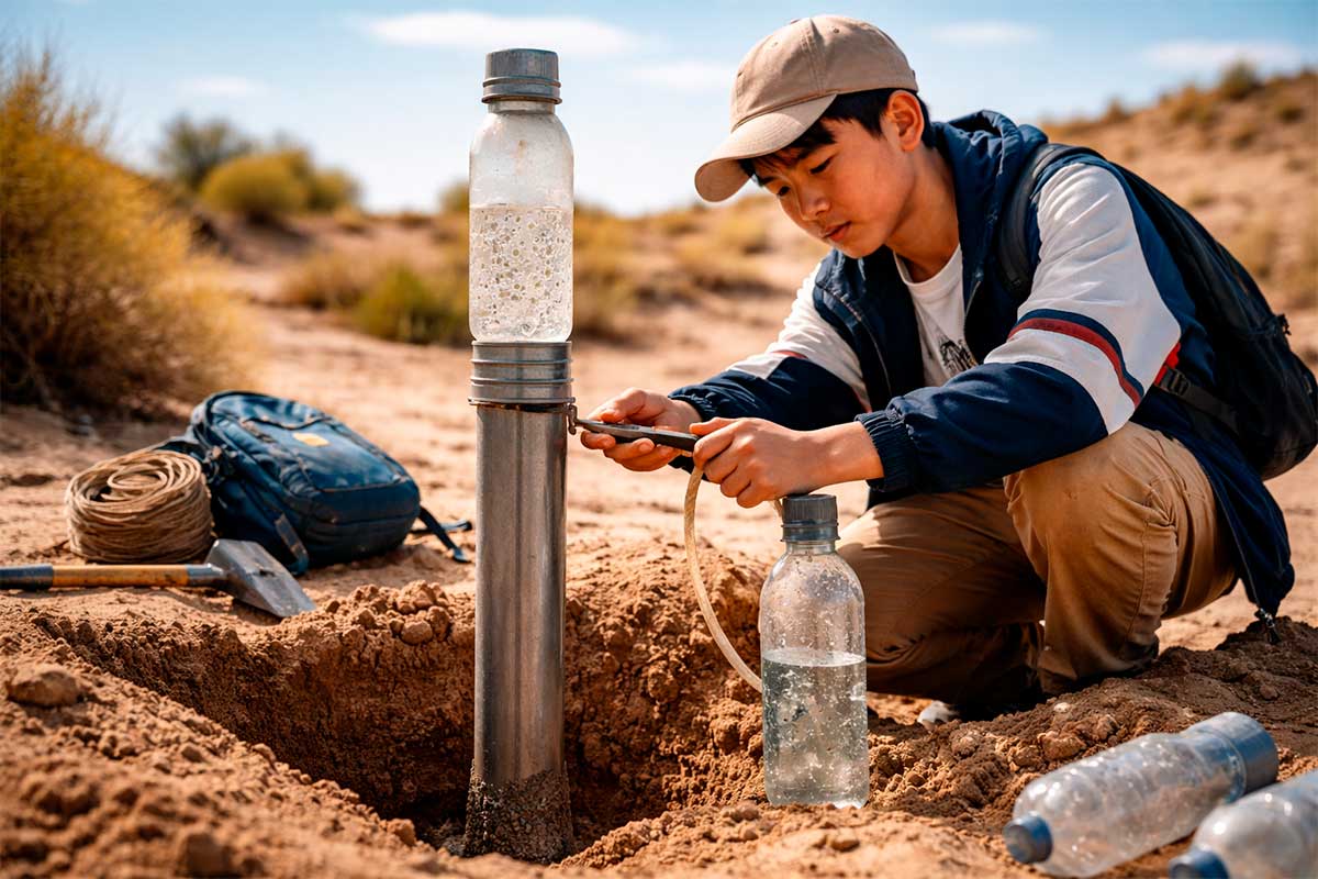 Com apenas 14 anos, menino cria sistema sem energia, com tubos de aço enterrados no solo, que irriga mudas com a umidade do ar, para conter a escassez de água que ameaça o reflorestamento no norte da China