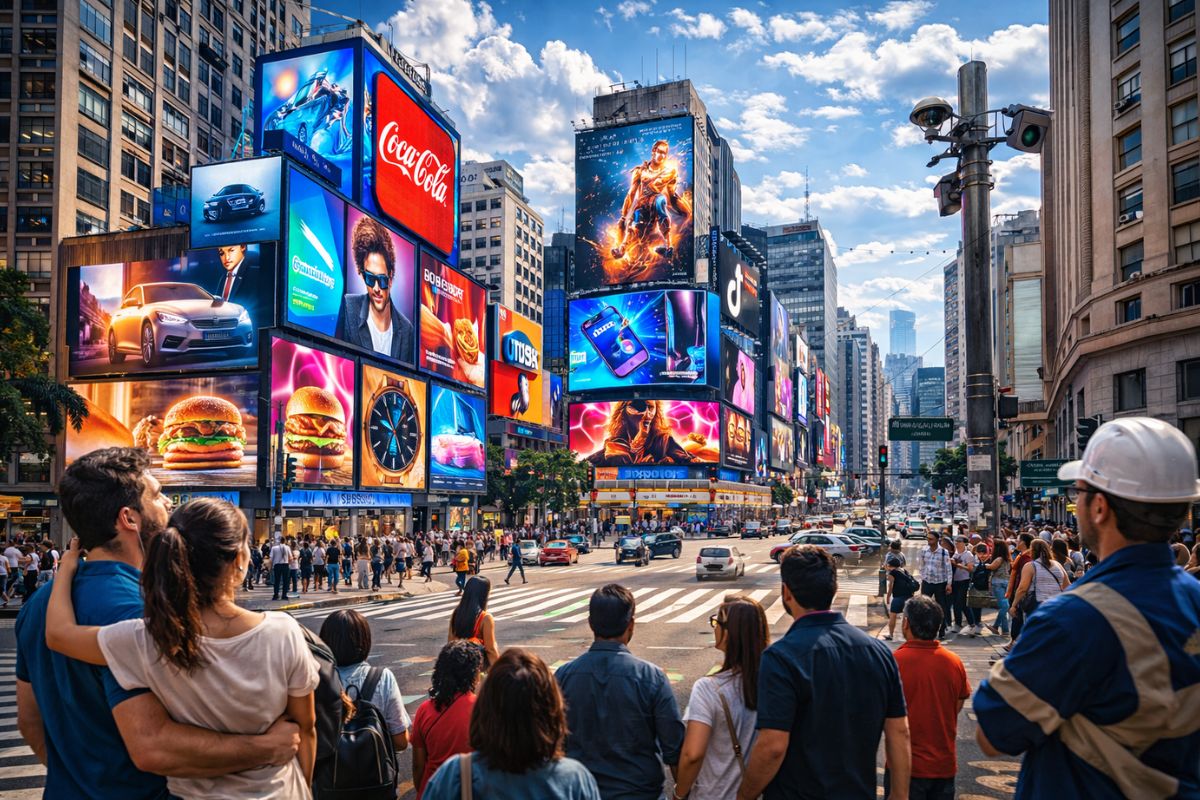 Com telões de LED na Ipiranga com a São João, São Paulo flerta com uma Times Square, reacende disputa sobre publicidade, gentrificação e põe a Lei