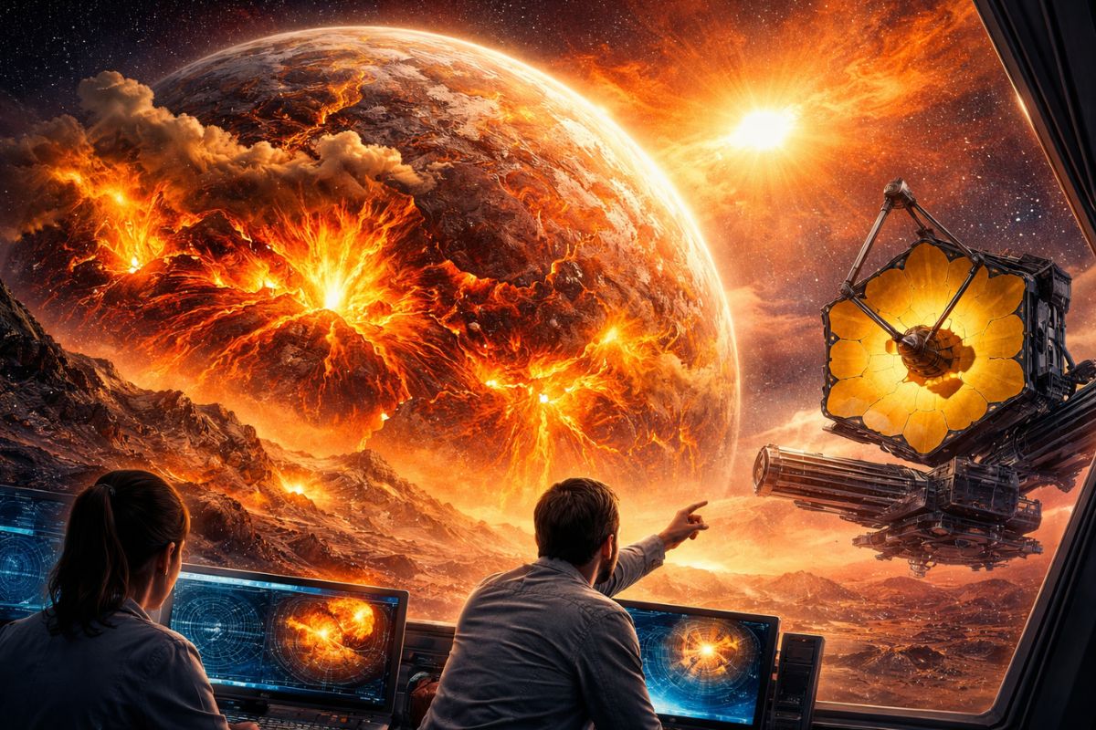 Descoberto pelo telescópio Webb, planeta bizarro a 35 anos-luz intriga cientistas com oceano global de magma, atmosfera rica em enxofre e superfície permanentemente (1)