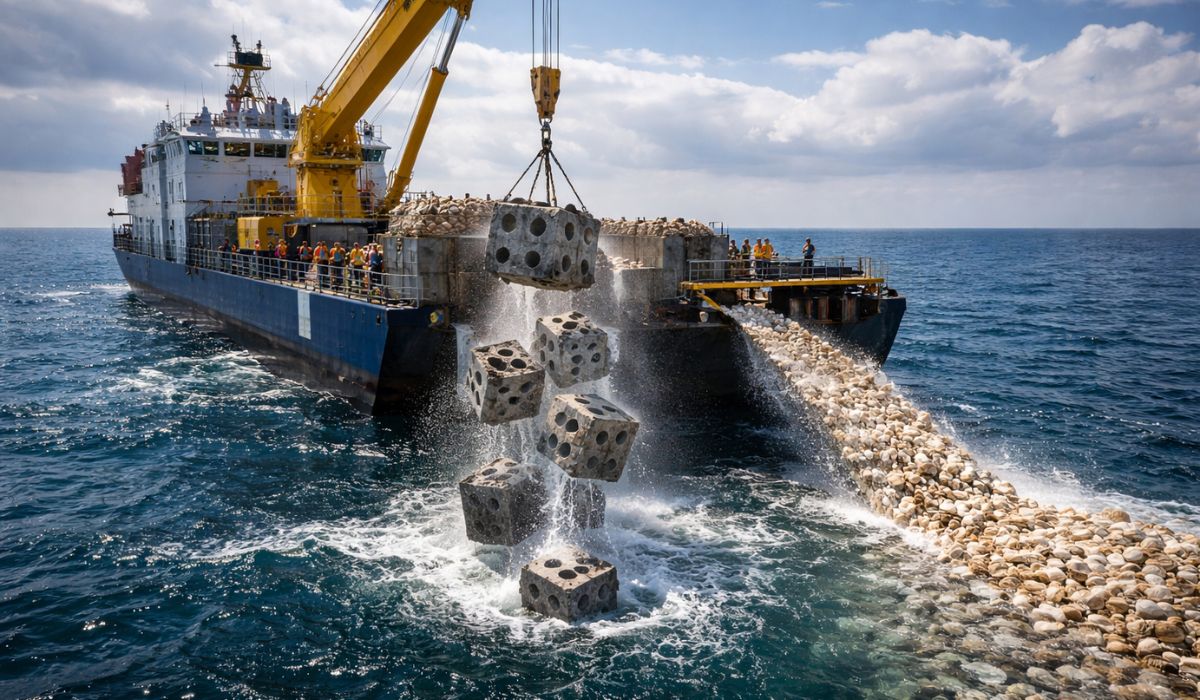 Reino Unido lança conchas e blocos no mar para restaurar recifes de ostras nativas e recuperar habitat perdido há 200 anos. (Imagem: Ilustrativa)