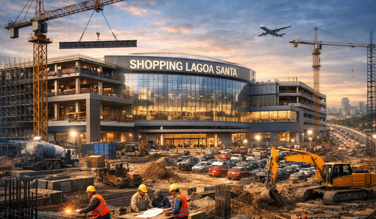 Shopping Lagoa Santa terá 90 lojas, 5 cinemas, supermercado e 1,7 mil vagas, com investimento de R$ 400 milhões e previsão para 2027. (Imagem: Ilustrativa)