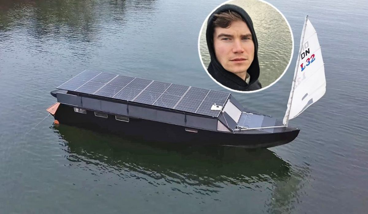 Finlandês constrói barco solar de 11 metros, o Helios-11, e testa navegação autônoma com motor elétrico, vela e energia limpa. (Imagem: YouTube True North Yachts /Instagram@lukas.seaman/Reprodução)