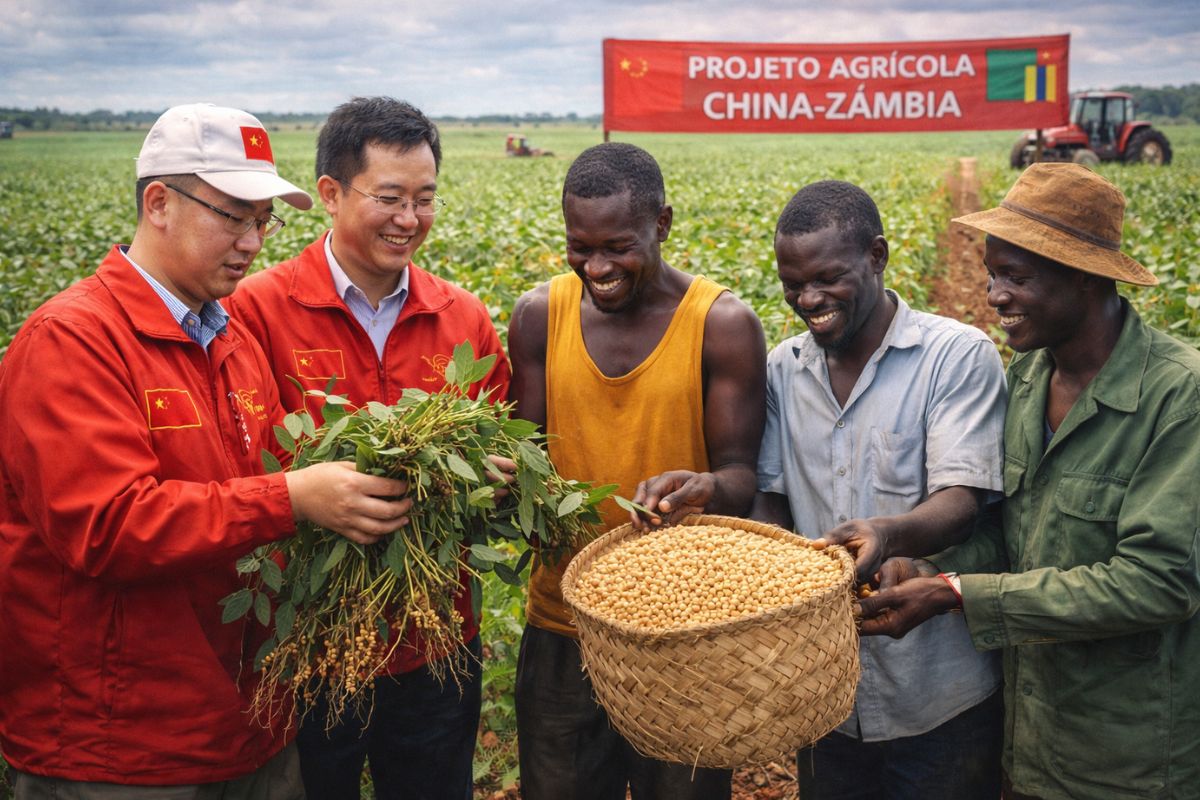 Especialistas chineses transformam lavouras de soja na Zâmbia com técnicas que elevam a produtividade em solo ácido considerado impossível de cultivar.