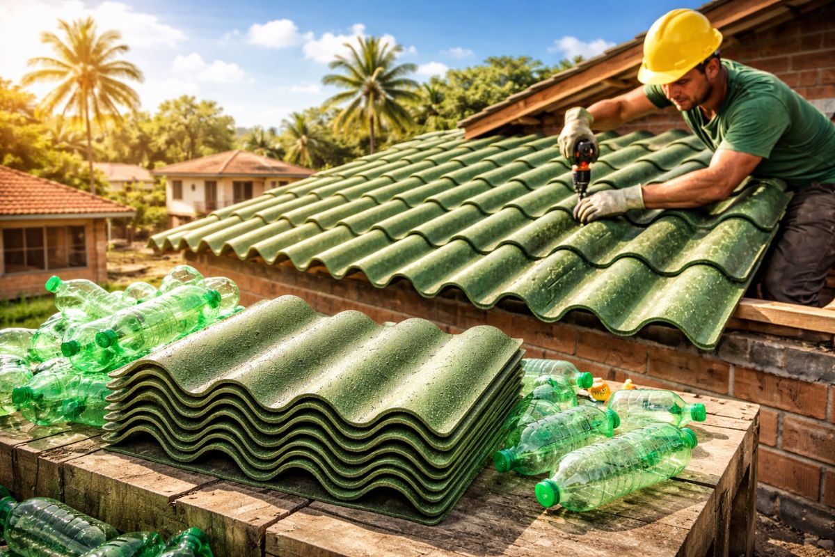 Feita com garrafa pet, telha ecológica promete menos calor, zero vazamento e preço até R$ 10 mais baixo que o modelo comum e pode mexer com a construção civil brasileira (2)
