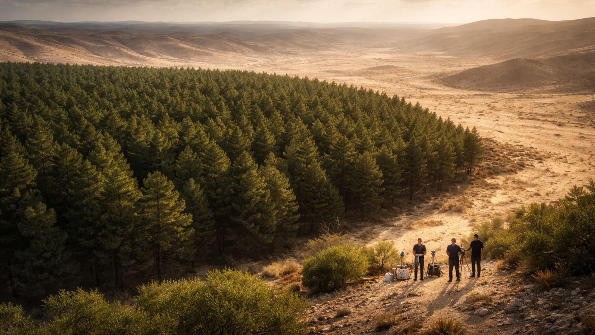 Floresta plantada no deserto do Negev captura carbono, mas absorve calor e consome água, revelando dilemas climáticos e ecológicos.