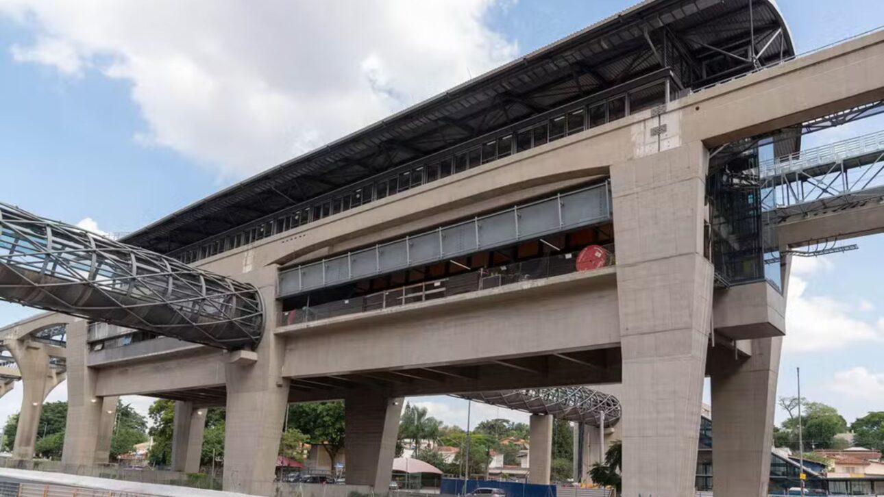 Obras da estação vereador José Diniz da Linha 17-Ouro do Monotrilho, na Zona Sul de São Paulo. — Foto: Márcia Alves/Metrô SP/Divulgação