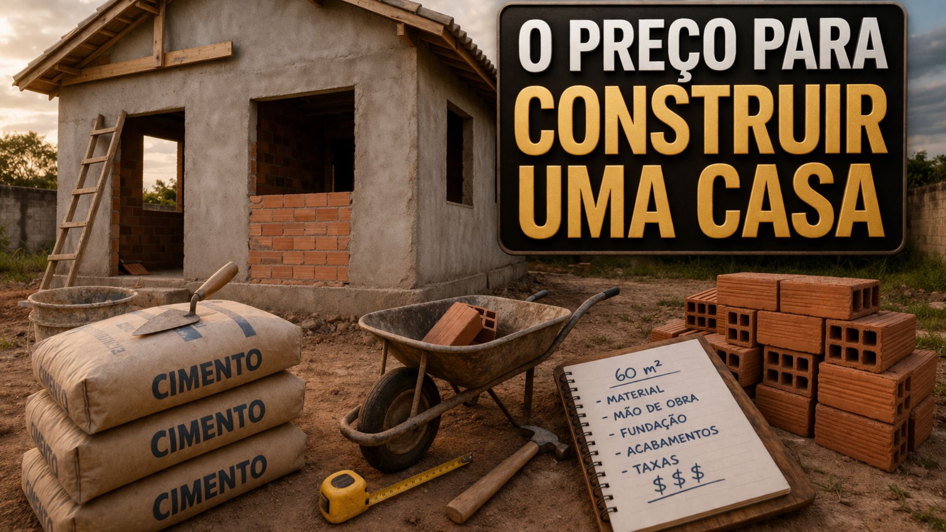 Construir casa de 60 m² em 2026 pode custar de R$ 115 mil a R$ 150 mil. Entenda valores reais, SINAPI e fatores que encarecem a obra.
