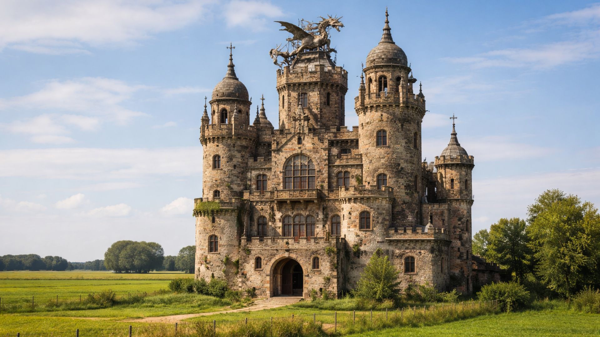 Aposentado constrói castelo de 26 metros no quintal na Holanda com peças de vários países e vira atração turística inusitada.