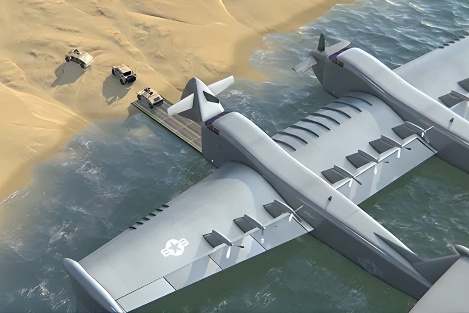 Com cerca de 90 toneladas de carga útil, alcance estimado de 12.000 km e asas gigantes projetadas para voar a poucos metros do oceano usando efeito solo, o Liberty Lifter da DARPA buscava recriar nos Estados Unidos um ecranoplano militar capaz de transportar equipamentos pesados entre continentes antes de o ambicioso projeto ser encerrado após os testes conceituais
