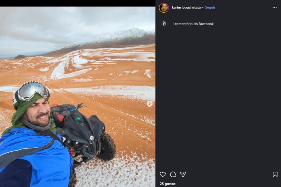 Saara, neve, Ain Sefra, deserto e dunas se unem em um fenômeno raro que transformou a paisagem da Argélia.