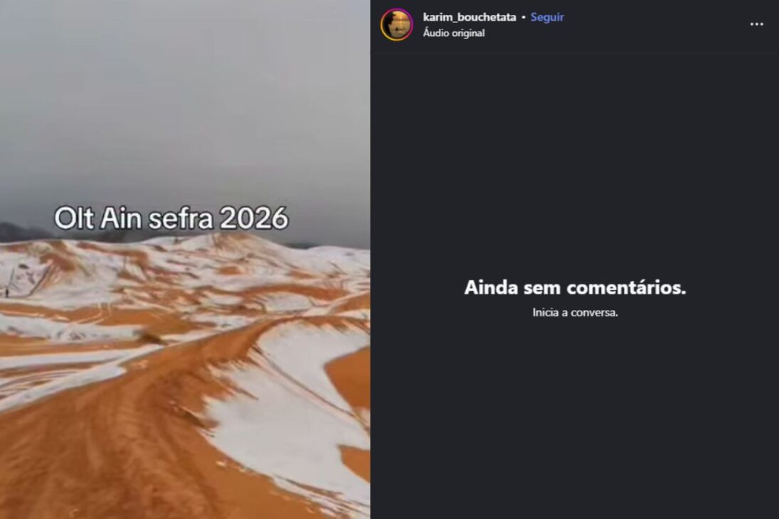 Saara, neve, Ain Sefra, deserto e dunas se unem em um fenômeno raro que transformou a paisagem da Argélia.