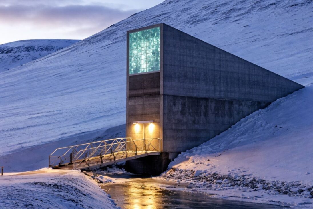 Em Svalbard, cofre extremo reúne cofre de sementes e cofre digital para proteger a memória humana no Ártico.