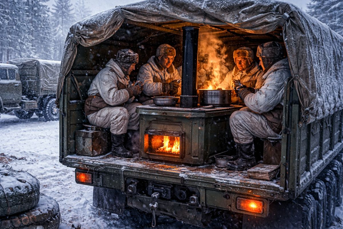 No inverno de -40 °C da Rússia, caminhões militares soviéticos escondiam um “fogão externo” movido a diesel capaz de aquecer soldados na caçamba e evitar (2)