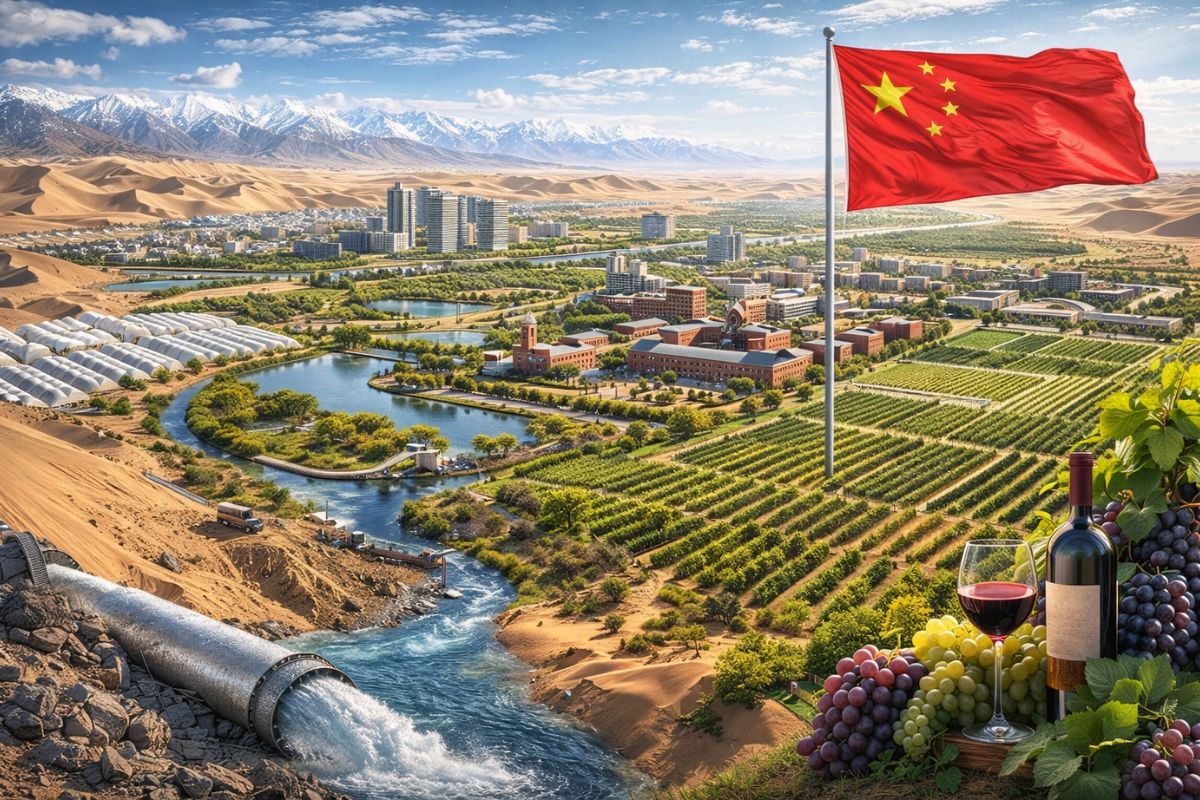 A China ergueu Shihezi, cidade de 500 mil habitantes no meio do deserto, usando água de geleiras a centenas de quilômetros. Conheça a história.