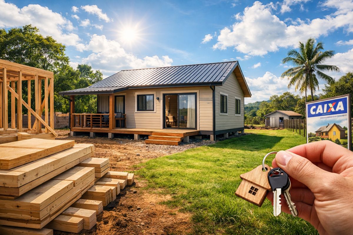 Por R$ 20 mil, ele mostrou a “casa da Shopee” com 2 quartos, terreno grande, construção em wood frame e financiamento pela Caixa, modelo que divide opiniões no Brasil (3)