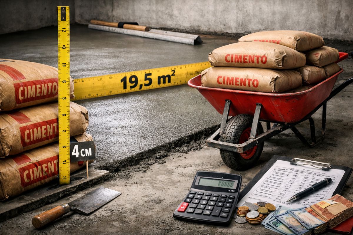 rendimento do saco de cimento no contrapiso: concretagem com espessura de 4 cm, taliscamento e cálculo por área para planejar sacos.
