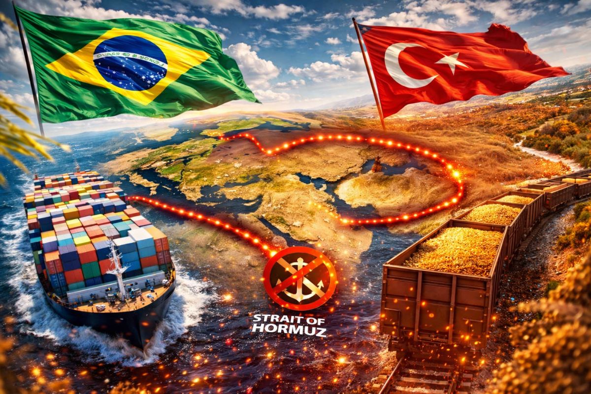 O Brasil ativou rota alternativa via Turquia para manter exportações ao Oriente Médio sem passar por Ormuz. Trajeto custa 50% a mais.