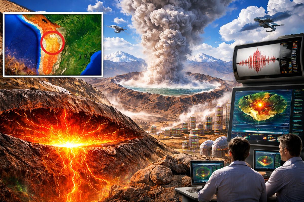 Supervulcão nos Andes do Uturunku no Altiplano Puna revela reservatório de magma e gases voláteis sob a crosta.