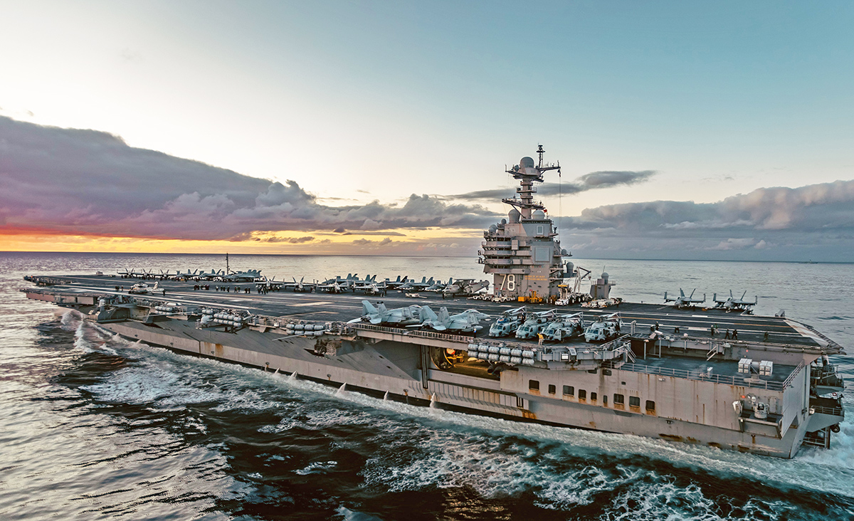 Conheça o porta-aviões USS Gerald R. Ford, movido por 2 reatores nucleares e equipado com sistema eletromagnético de lançamento. (Foto: USN/Mass Comms Spl 2nd Class Maxwell Orlosky)