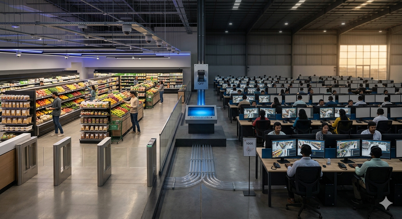 A Amazon vendeu por anos um supermercado “sem atendentes de caixa” com inteligência artificial, mas 1.000 funcionários na Índia revisavam a maioria das compras e, quando o custo ficou alto demais, a empresa desligou o sistema