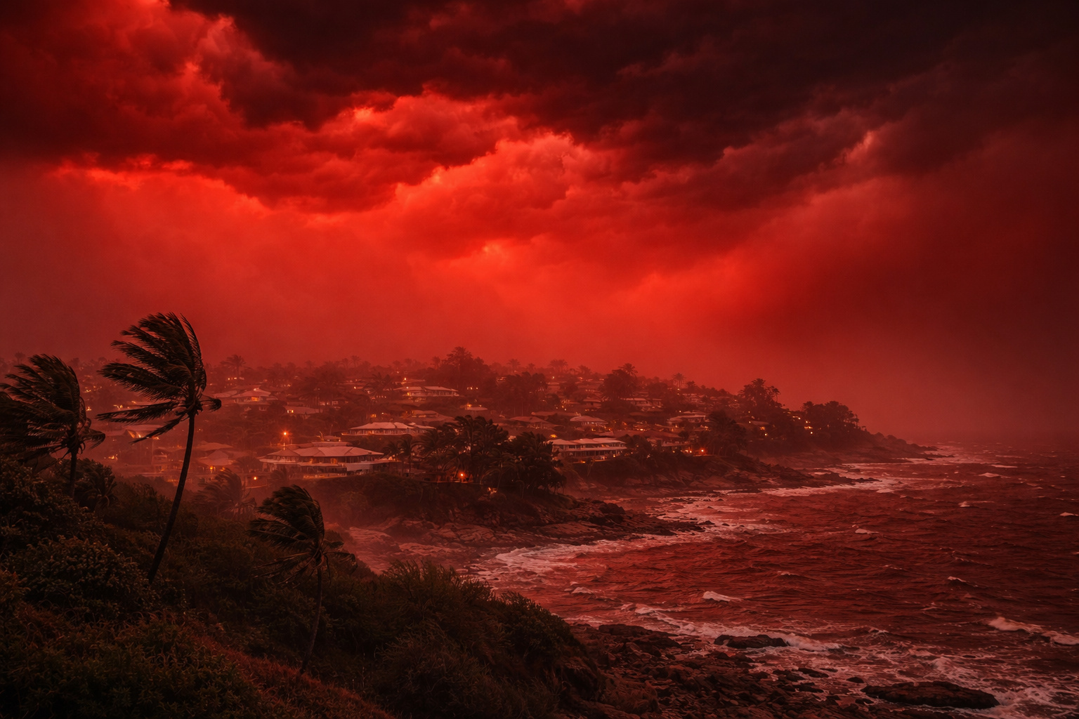 O céu ficou vermelho sangue no oeste da Austrália e não era pôr do sol: ventos de até 250 km/h levantaram poeira rica em ferro, transformaram o horizonte em um alerta visível e anunciaram a chegada de um ciclone que já atinge energia, cidades e infraestrutura