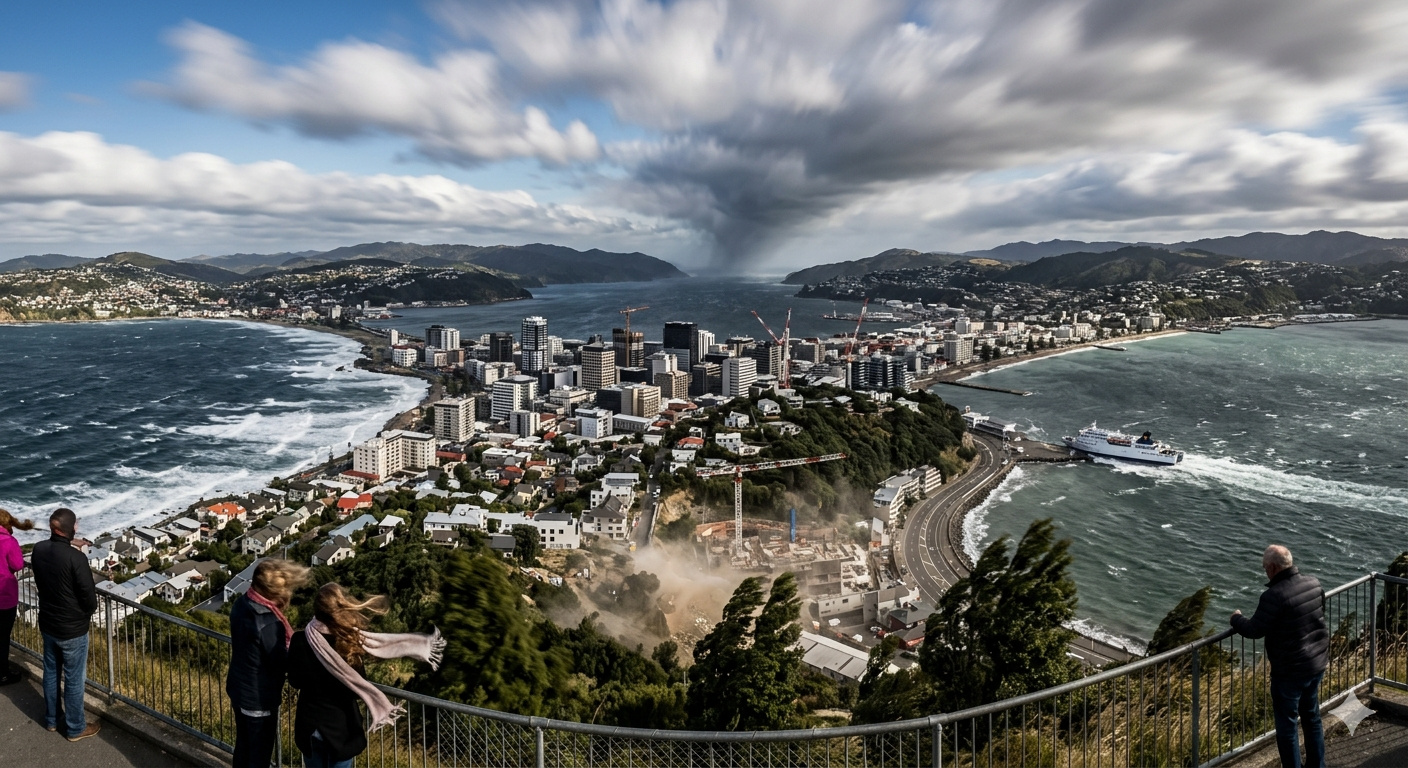Wellington é a cidade mais ventosa do mundo, com média de 47 km/h, já registrou ventos com força de furacão em 233 dos 365 dias de um ano e foi construída exatamente na passagem de um corredor natural de vento entre dois oceanos
