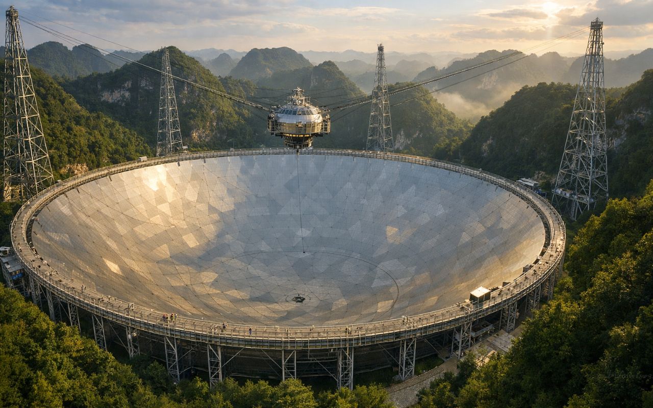 O radiotelescópio FAST, na China, amplia a busca por vida alienígena e gera discussões sobre riscos e avanços científicos.