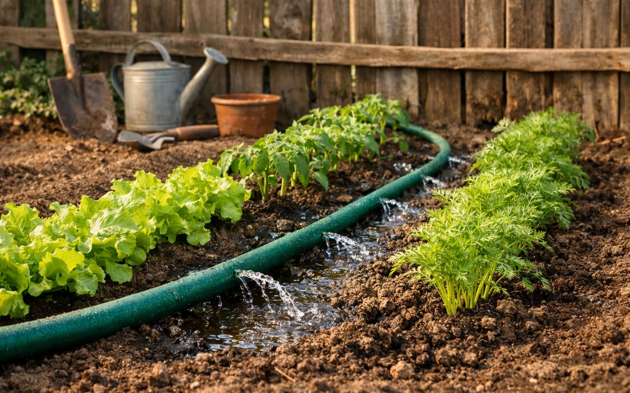 Descubra como um sistema de irrigação simples pode transformar suas hortas domésticas, economizar água e garantir crescimento uniforme de hortaliças e ervas em qualquer espaço.