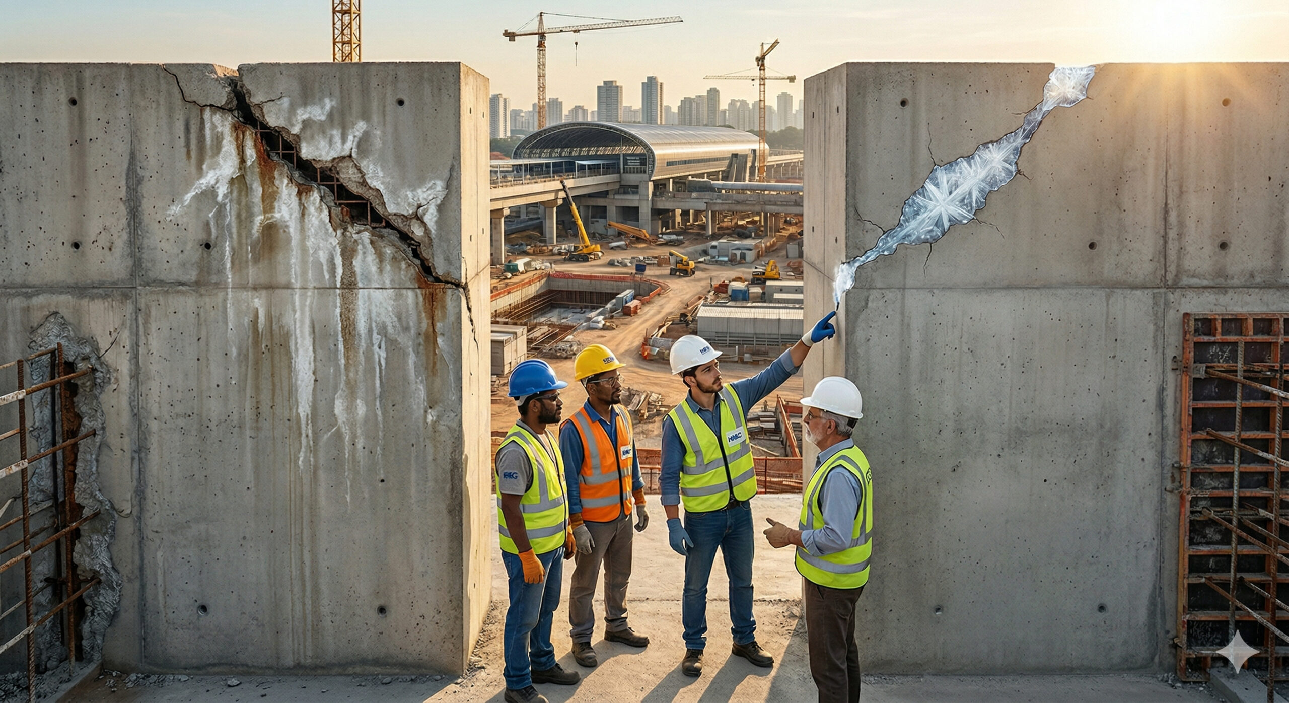 Com vida útil de até 60 anos e custo até 30% maior que o convencional, concreto autocicatrizante já está sendo usado no Brasil para eliminar infiltrações, reduziz manutenção e está mudando o custo real das obras