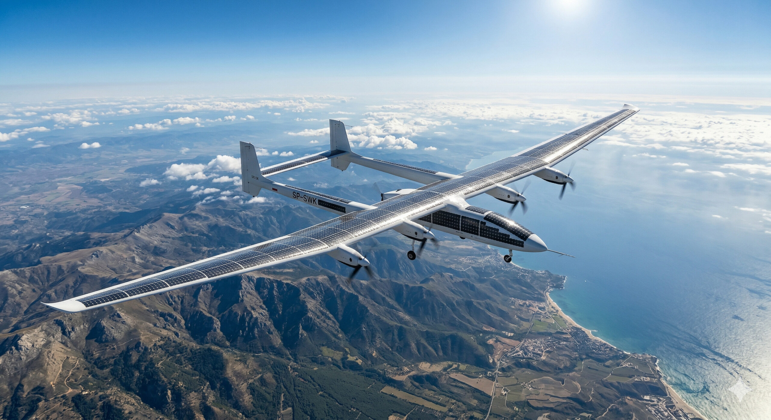 Com envergadura de Boeing 747 e 160 vezes mais leve, drone solar voa 90 dias sem pousar, sem combustível e sem piloto, carrega 17.248 painéis fotovoltaicos, radar de 200 km com IA e já cruzou tempestades no Golfo do México em testes para a Marinha dos EUA
