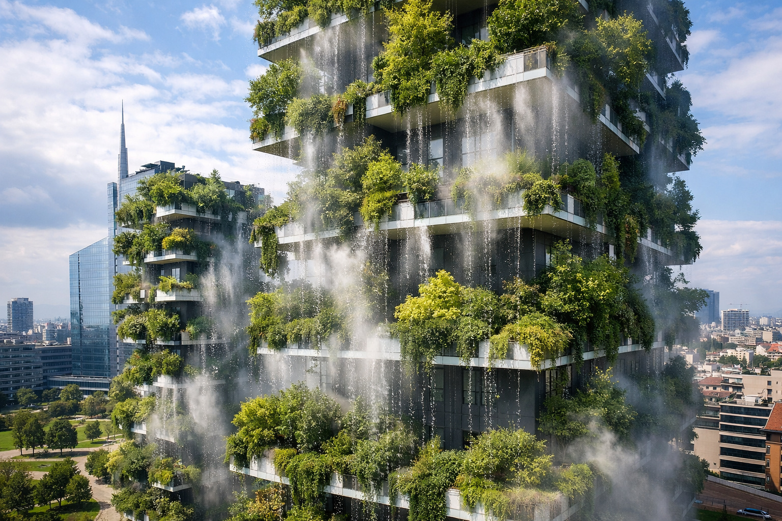 edifício de Milão promete gerar chuva própria para irrigar a floresta vertical