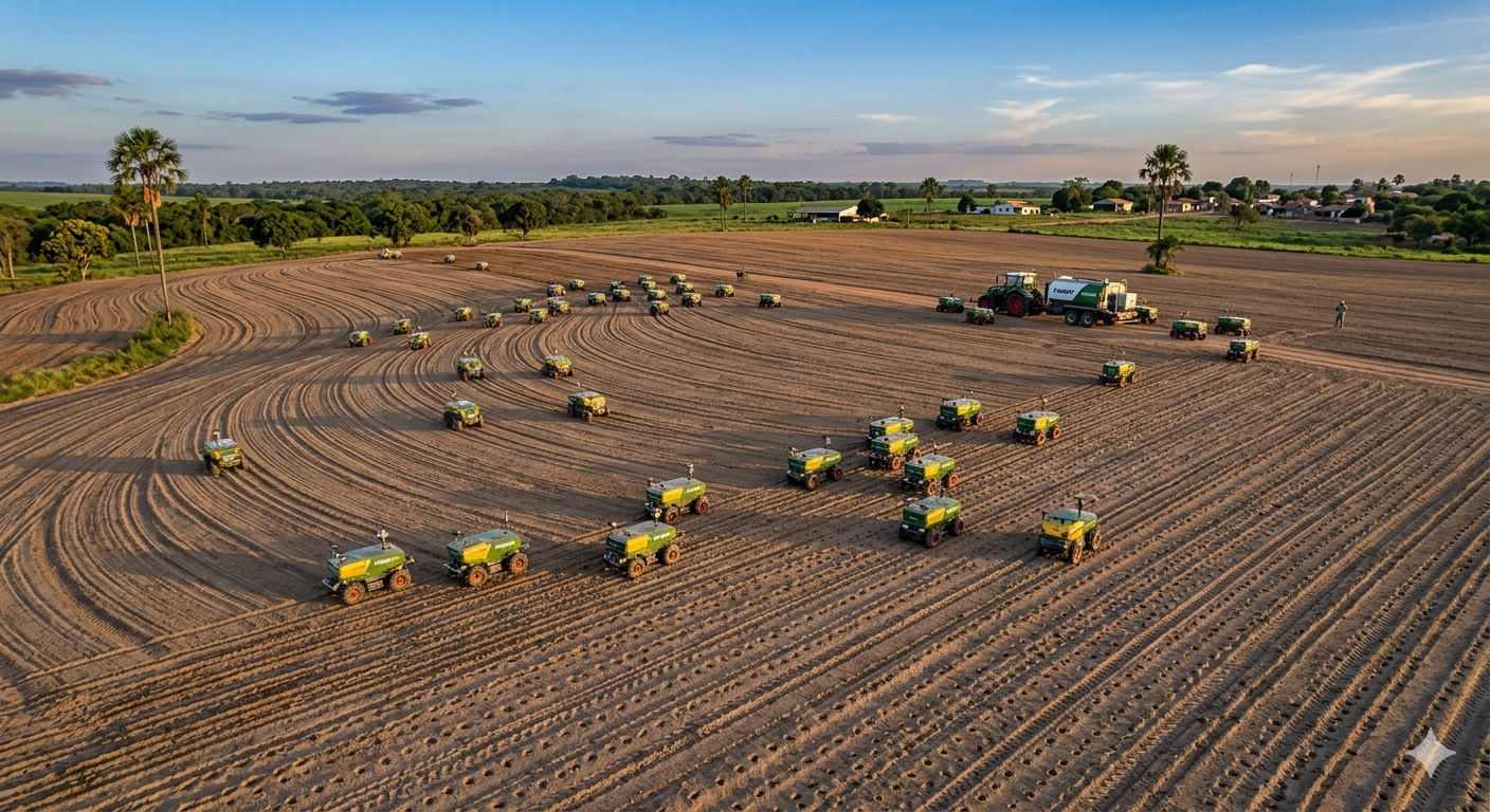 Pequenos robôs agrícolas trabalham em enxames no campo: projeto Xaver da Fendt usa dezenas de máquinas autônomas guiadas por GPS de alta precisão para plantar sementes com mínima compactação do solo