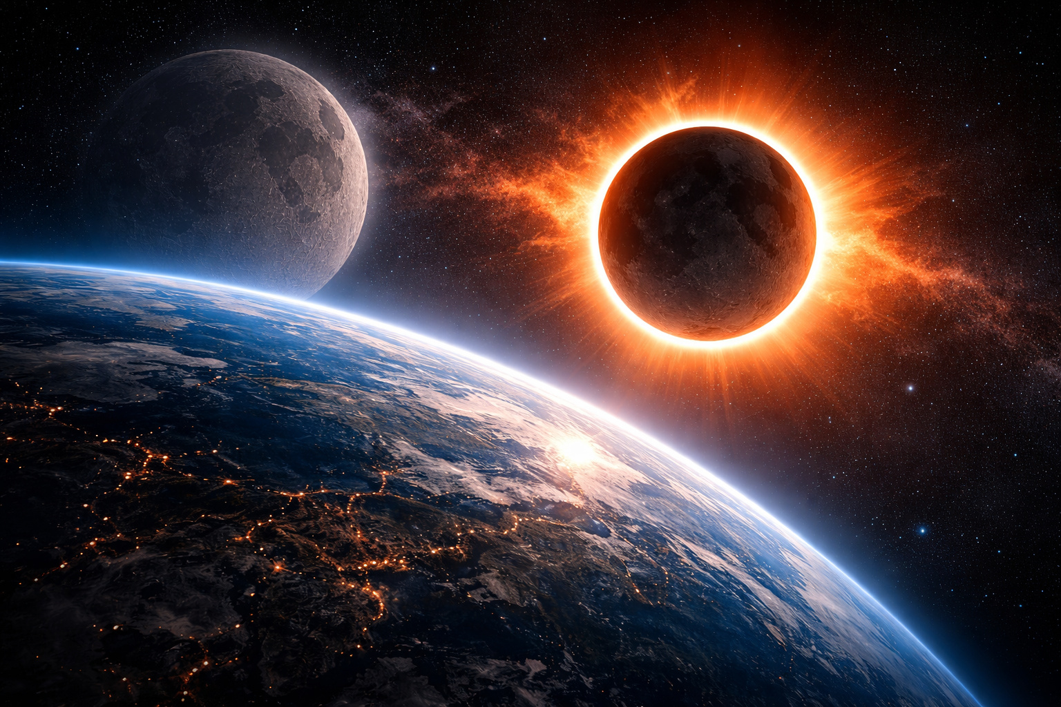 Fim dos eclipses solares? A Lua se afasta da Terra 3,8 cm por ano e já tem prazo para mudar o céu do planeta: em cerca de 600 milhões de anos, ela não será mais grande o suficiente para cobrir o Sol e os eclipses totais deixarão de existir, encerrando uma das coincidências mais raras do Sistema Solar