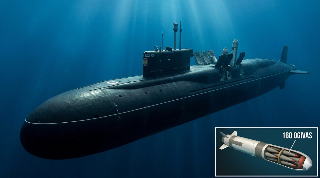 Com 170 metros, 24 mil toneladas submerso e capacidade para lançar até 160 ogivas nucleares a mais de 8.000 km, o submarino russo Borei-A se torna uma das armas mais silenciosas e letais já criadas e pode desaparecer sob o gelo antes de qualquer detecção