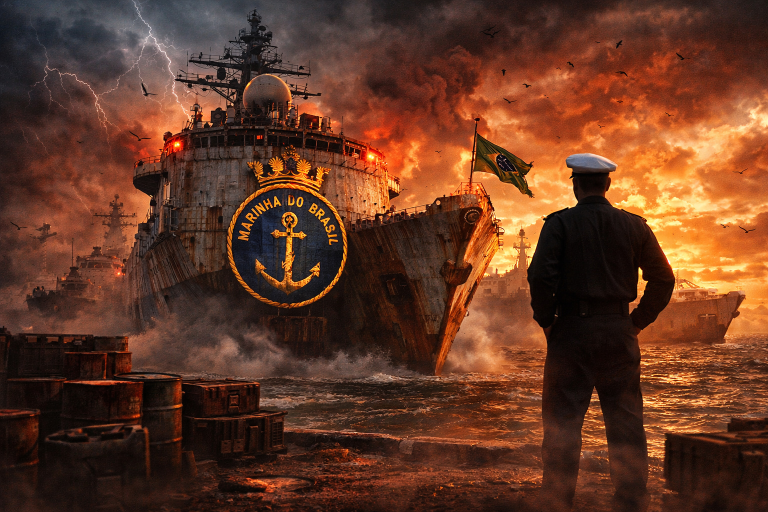 A nona economia do mundo terá 43 navios desativados até 2028: comandante da Marinha do Brasil alertou ao Senado que restavam só R$ 6,8 milhões dos R$ 74 milhões necessários para munição e que há restrições de combustível para patrulhar os 5,7 milhões de km² da Amazônia Azul