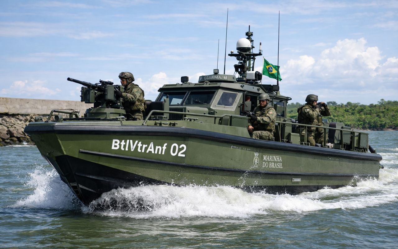 Lancha blindada da Marinha começa a operar com armamento pesado, alta velocidade e tecnologia avançada para reforçar a segurança no litoral.